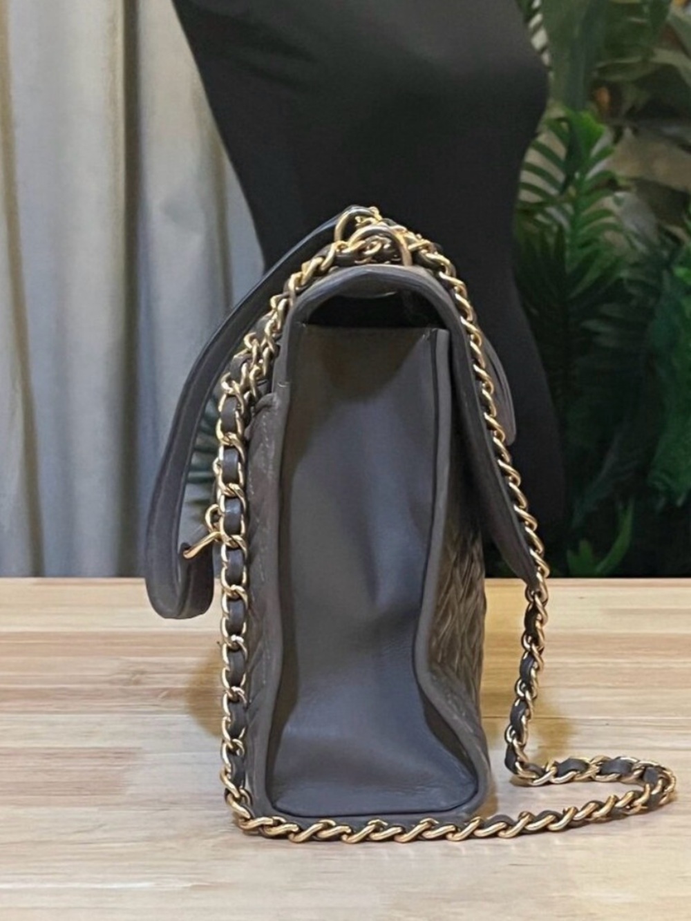 ♦️♦️ AUTHENTIC TORY BURCH QUILTED TAUPE/GREY FLEMING HANDBAG ♦️♦️ - Picture 5 of 11